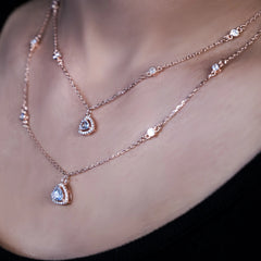 Radiant dual line rose gold silver Necklace