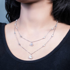 Radiant dual line silver Necklace