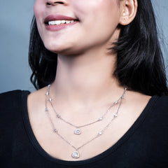 Radiant dual line silver Necklace