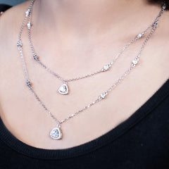 Radiant dual line silver Necklace