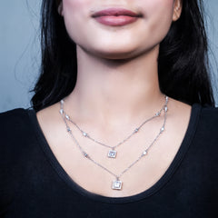 Radiant dual line silver Necklace