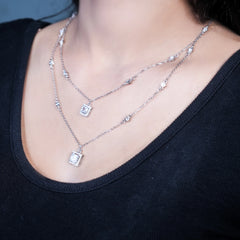 Radiant dual line silver Necklace