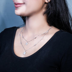 Radiant dual line silver Necklace