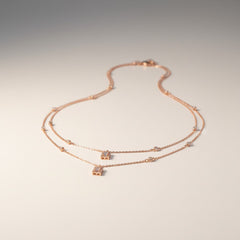Radiant dual line rose gold silver Necklace