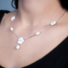 Pearl Blossom silver Necklace