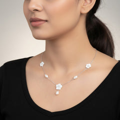 Pearl Blossom silver Necklace