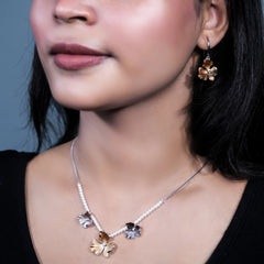 925 SILVER FLORAL PEARL NECKLACE SET