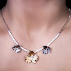 925 SILVER FLORAL PEARL NECKLACE SET