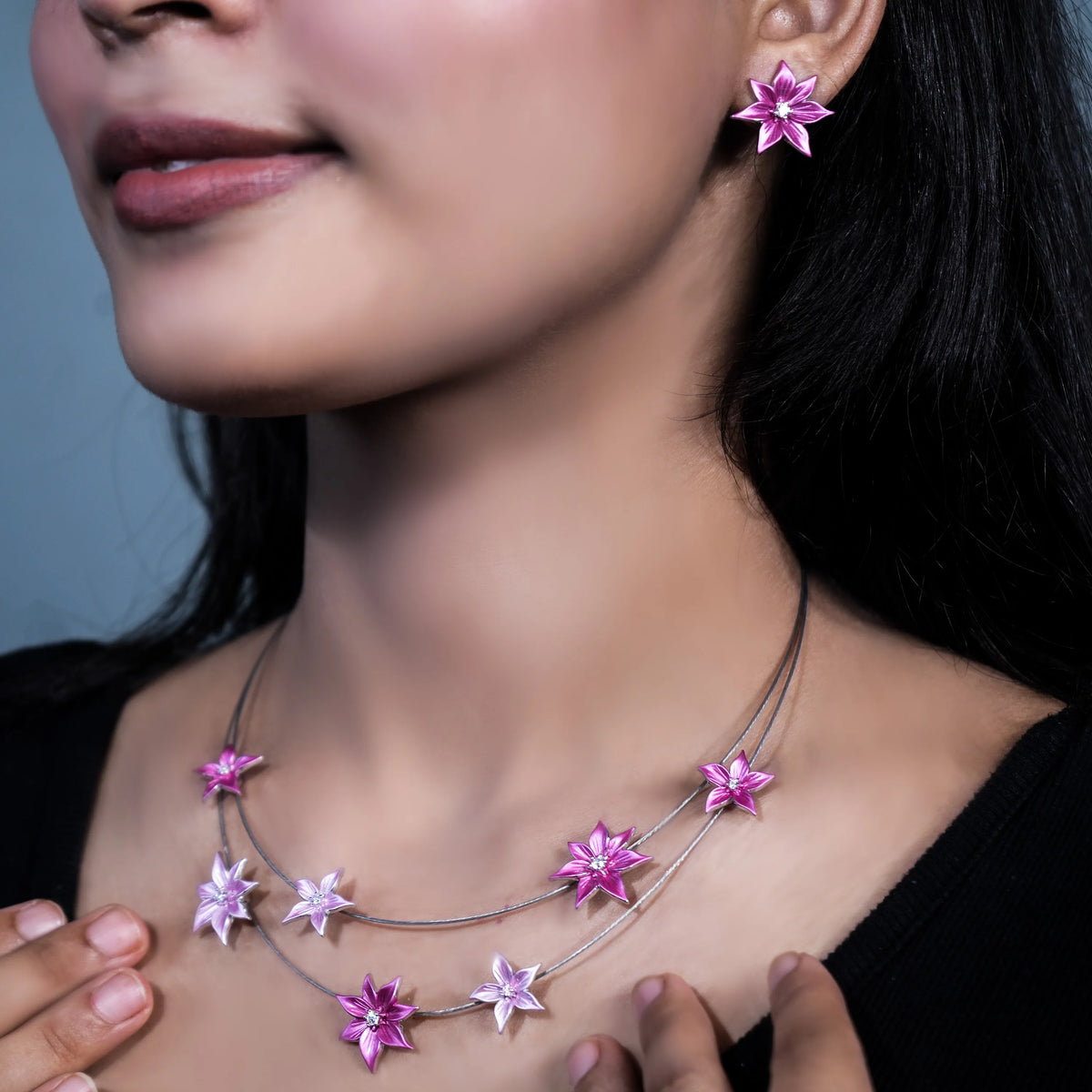 925 SILVER FLORAL NECKLACE SET
