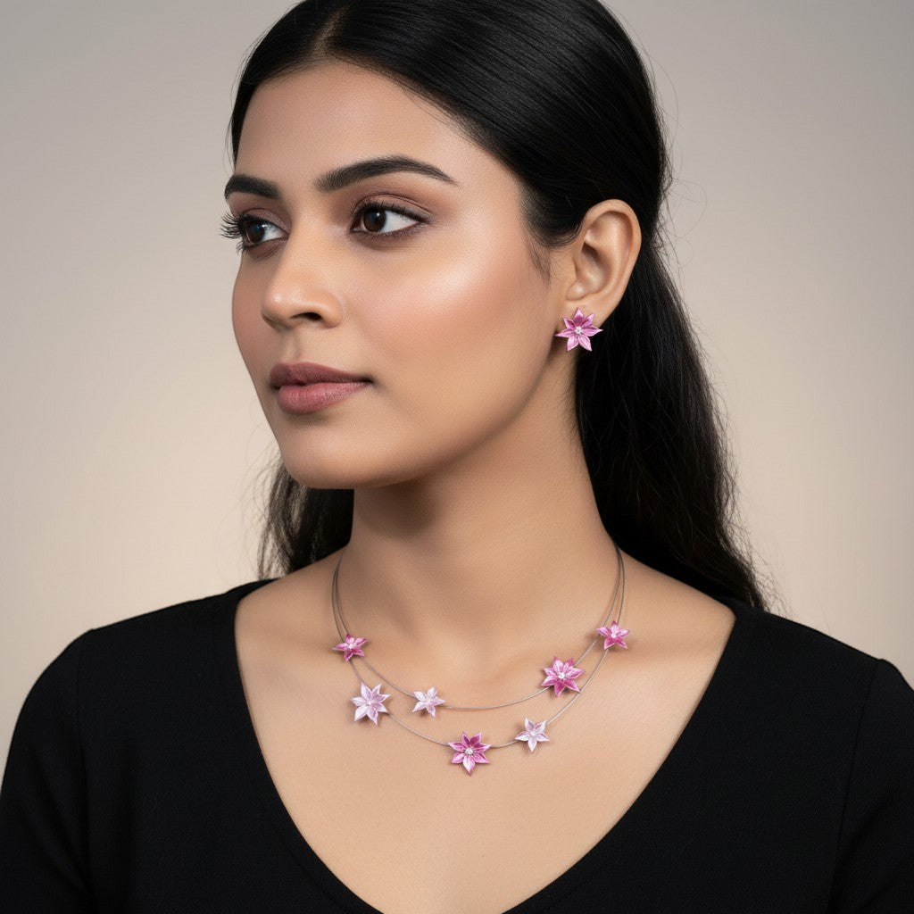 925 SILVER FLORAL NECKLACE SET