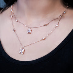 Radiant dual line rose gold silver Necklace