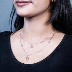 Radiant dual line rose gold silver Necklace