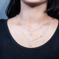 Radiant dual line rose gold silver Necklace