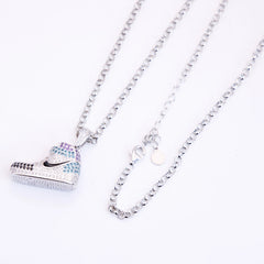 CZ JORDON SILVER PENDENT WITH LINK CHAIN