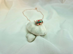ROSE GOLD SILVER EMBER HEART ROTATING PENDENT CHAIN