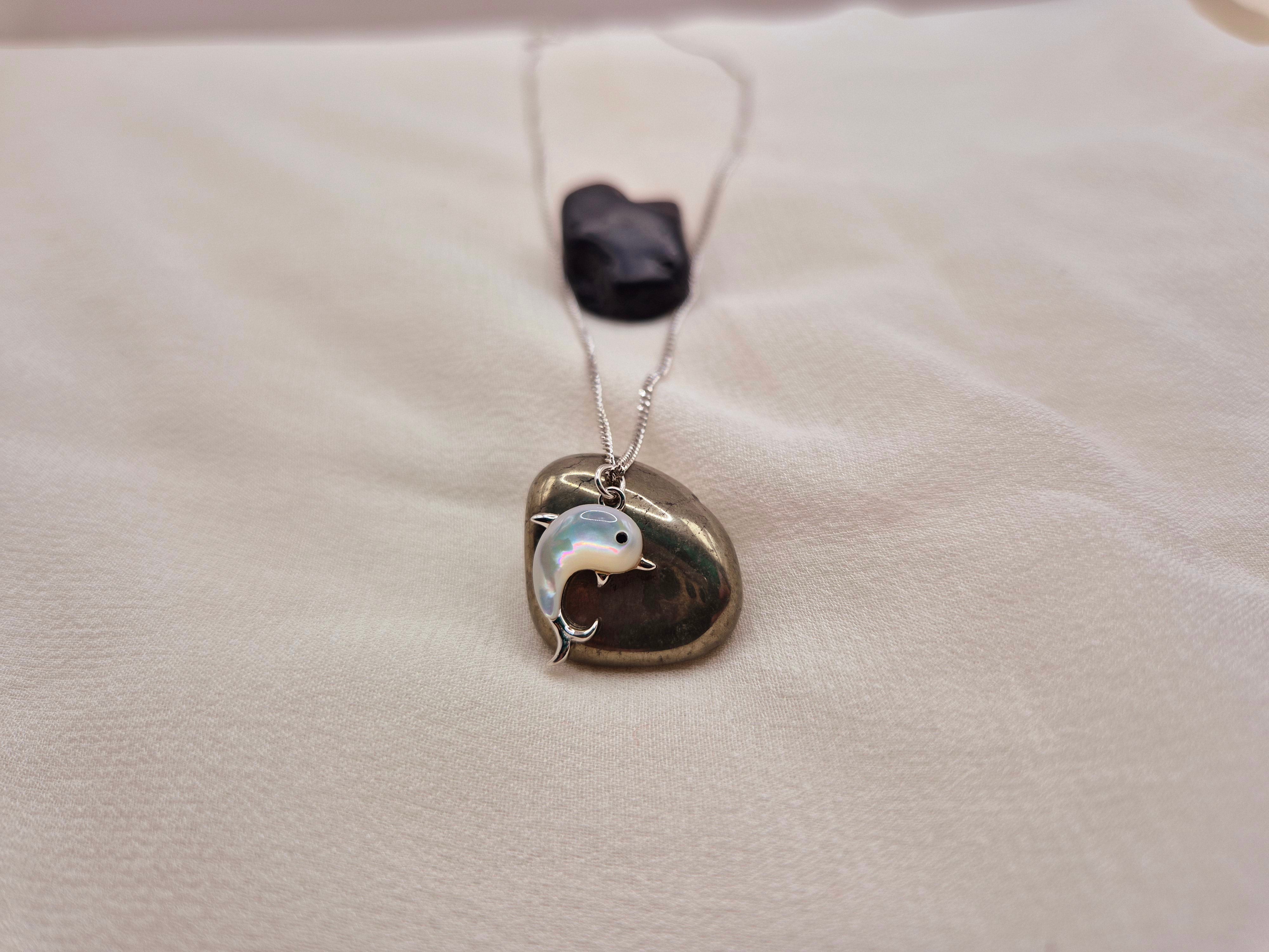 Sterling Silver Dolphin Pendant Necklace With Shell Pearl – 18-Inch Chain, Gift Box Included