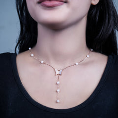 SILVER ROSE GOLD MOP BUTTERFLY PENDENT