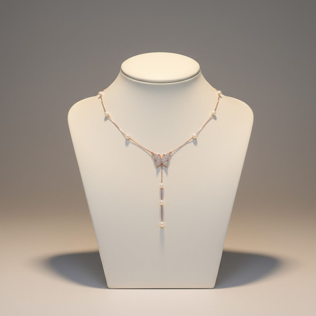 SILVER ROSE GOLD MOP BUTTERFLY PENDENT