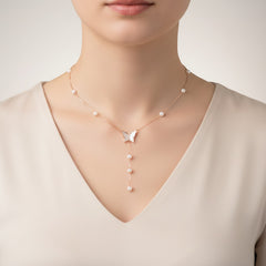 SILVER ROSE GOLD MOP BUTTERFLY PENDENT