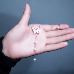 SILVER ROSE GOLD MOP BUTTERFLY PENDENT