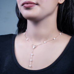 SILVER ROSE GOLD MOP HEART PENDENT