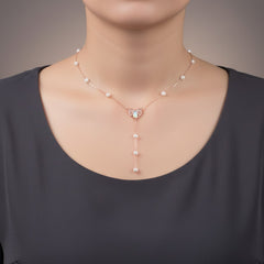 SILVER ROSE GOLD MOP HEART PENDENT