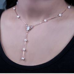 SILVER ROSE GOLD MOP HEART PENDENT