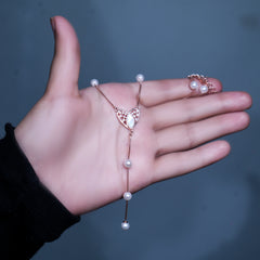 SILVER ROSE GOLD MOP HEART PENDENT