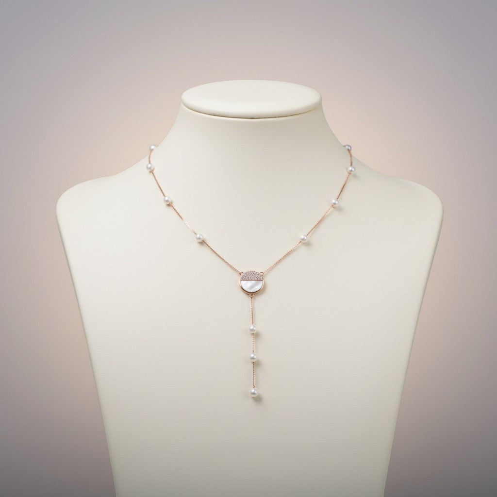 SILVER ROSE GOLD MOP PENDENT