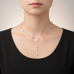 SILVER ROSE GOLD MOP PENDENT