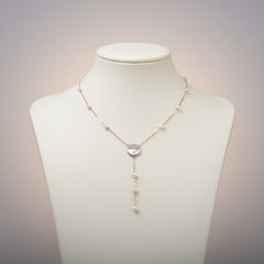 SILVER ROSE GOLD MOP PENDENT