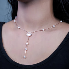 SILVER ROSE GOLD MOP PENDENT