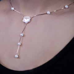 SILVER ROSE GOLD MOP PENDENT