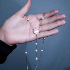 SILVER ROSE GOLD MOP PENDENT