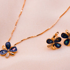 FLORAL ROSE GOLD PLATED PENDENT SET