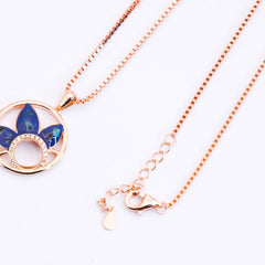 FLORAL ROUND ROSE GOLD PLATED PENDENT SET