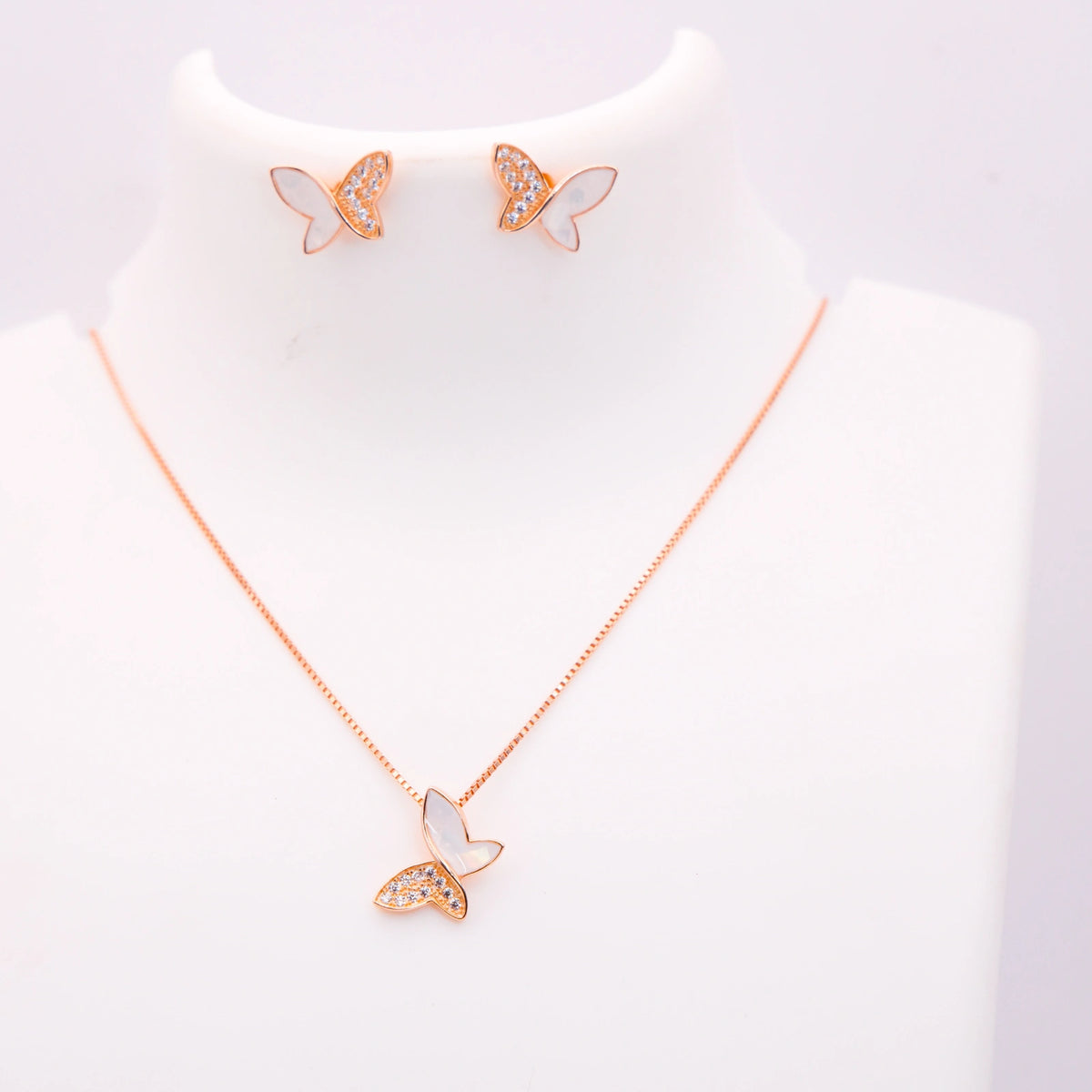 ROSE GOLD PLATED BUTTERFLY PENDNET SET