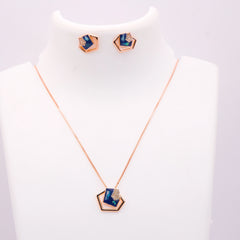 GEOMETRIC ROSE GOLD PLATED SILVER PENDENT SET