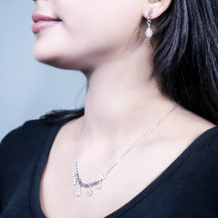 Luxe 925 silver Diamond Cascade charm pendent set