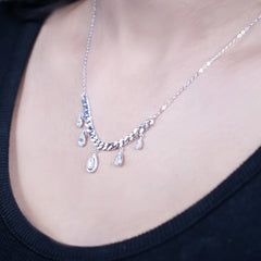 Luxe 925 silver Diamond Cascade charm pendent set