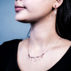 Luxe 925 silver rose gold Diamond charm pendent set