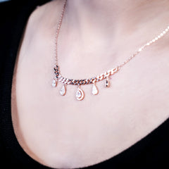 Luxe 925 silver rose gold Diamond charm pendent set
