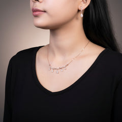 Luxe 925 silver rose gold Diamond charm pendent set