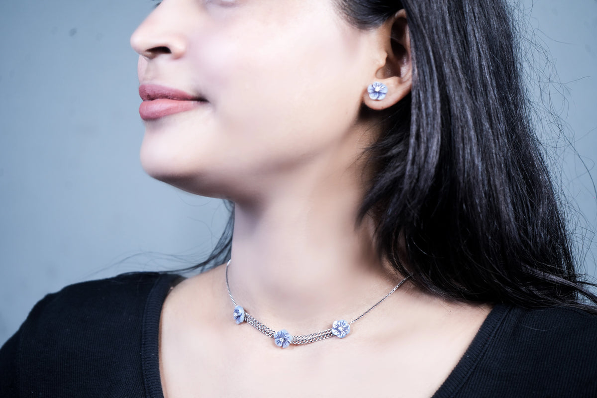 Blossom Charm 925 silver pendent set(16+2 INCH)