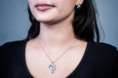 Serene Sapphire Silver Pendent set(16+2 INCH)