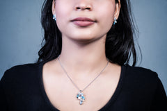 Serene Sapphire Silver Pendent set(16+2 INCH)