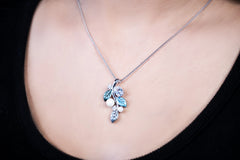 Serene Sapphire Silver Pendent set(16+2 INCH)