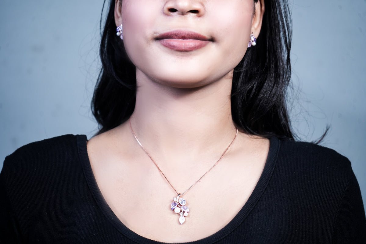 Serene lavender Silver Pendent set
