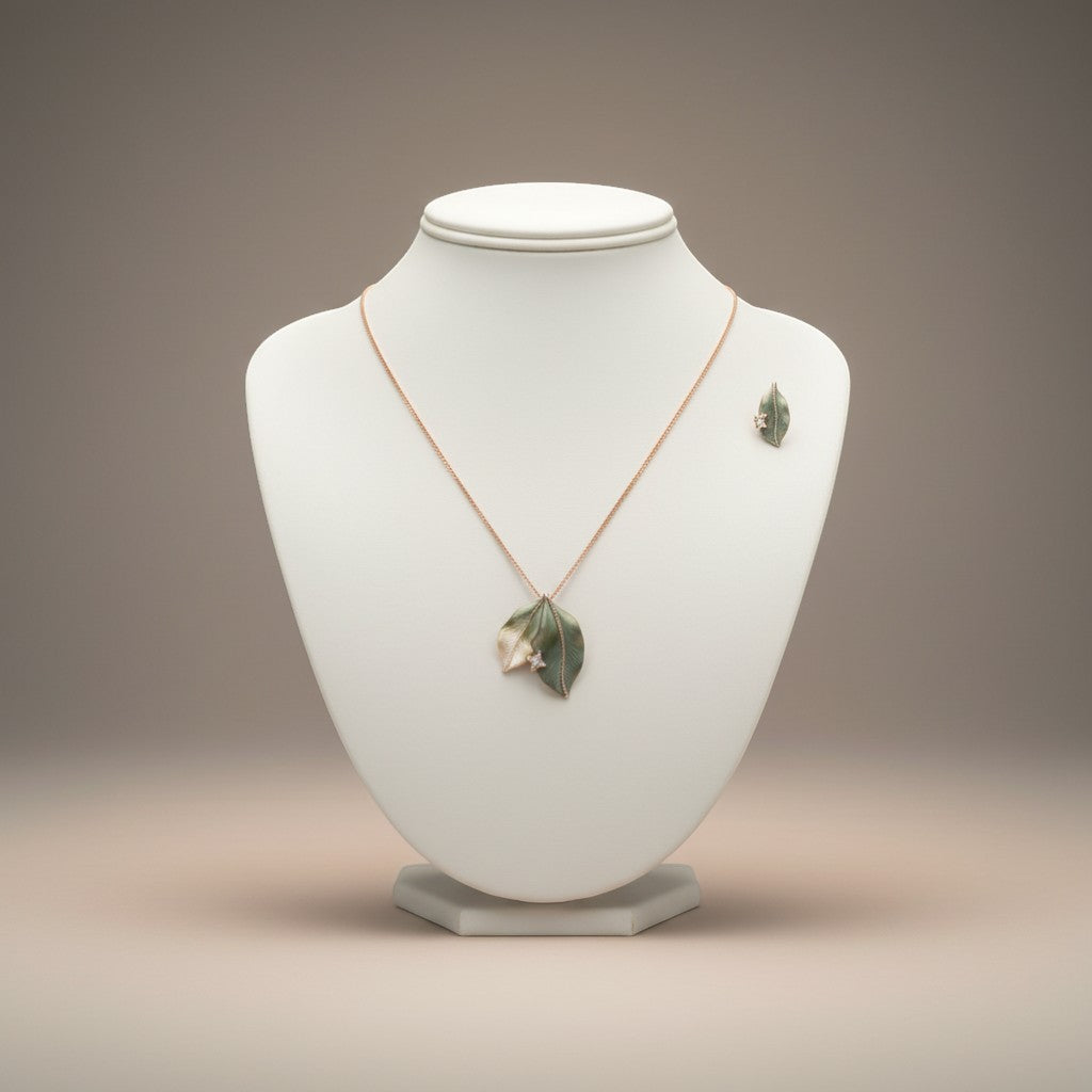 Silver Serenity Leaf pendent set(16+2 INCH)