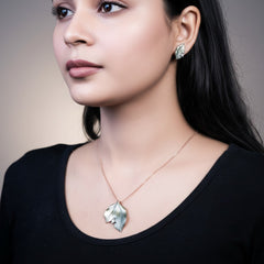 Silver Serenity Leaf pendent set(16+2 INCH)